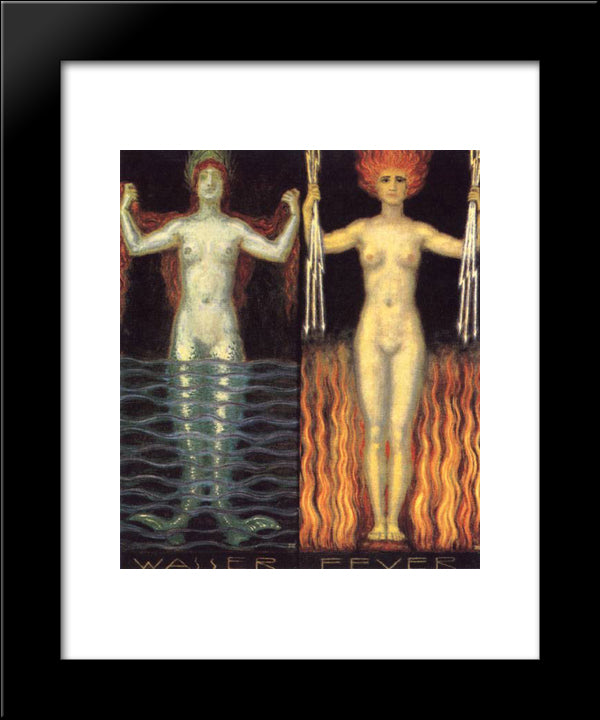 Water And Fire 20x24 Black Modern Wood Framed Art Print Poster by Stuck, Franz