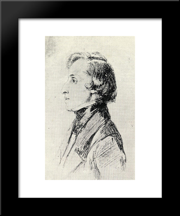 Chopin 20x24 Black Modern Wood Framed Art Print Poster by Winterhalter, Franz Xaver