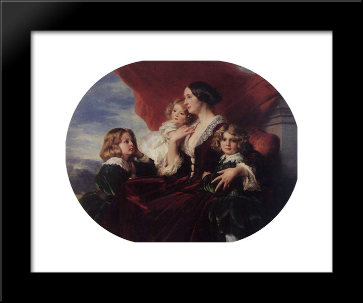 Elzbieta Branicka, Countess Krasinka And Her Children 20x24 Black Modern Wood Framed Art Print Poster by Winterhalter, Franz Xaver