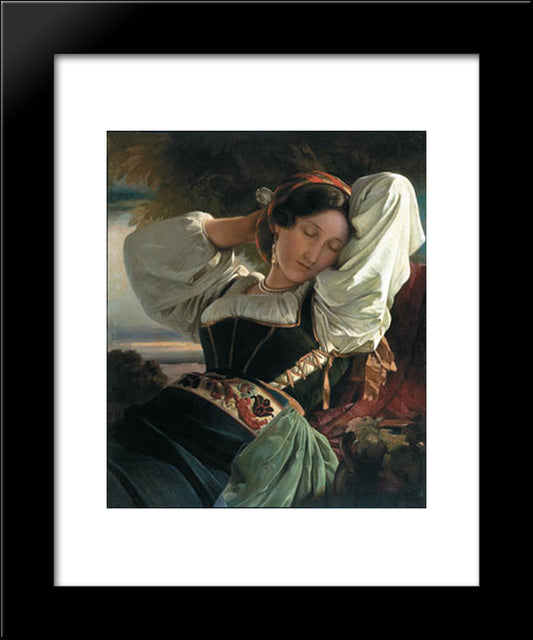 Girl From Sabin Mountains 20x24 Black Modern Wood Framed Art Print Poster by Winterhalter, Franz Xaver