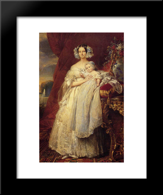 Helene-Louise De Mecklembourg-Schwerin, Duchess Of Orleans With His Son Count Of Paris 20x24 Black Modern Wood Framed Art Print Poster by Winterhalter, Franz Xaver