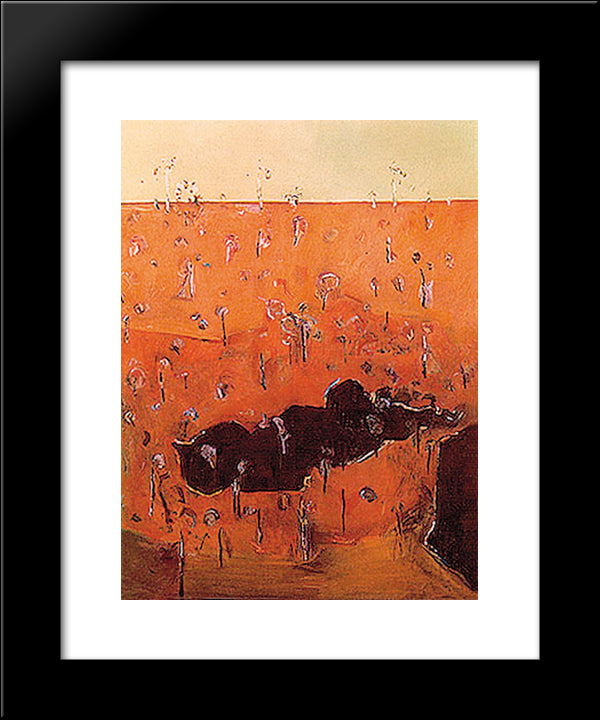 Waterpond In A Landscape Ii 20x24 Black Modern Wood Framed Art Print Poster by Williams, Fred