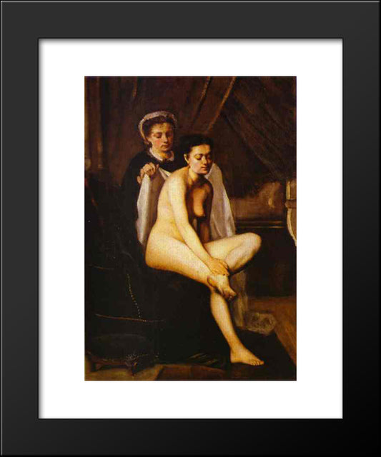 After The Bath 20x24 Black Modern Wood Framed Art Print Poster by Bazille, Frederic