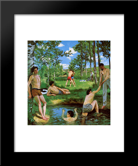 Bathers (Summer Scene) 20x24 Black Modern Wood Framed Art Print Poster by Bazille, Frederic