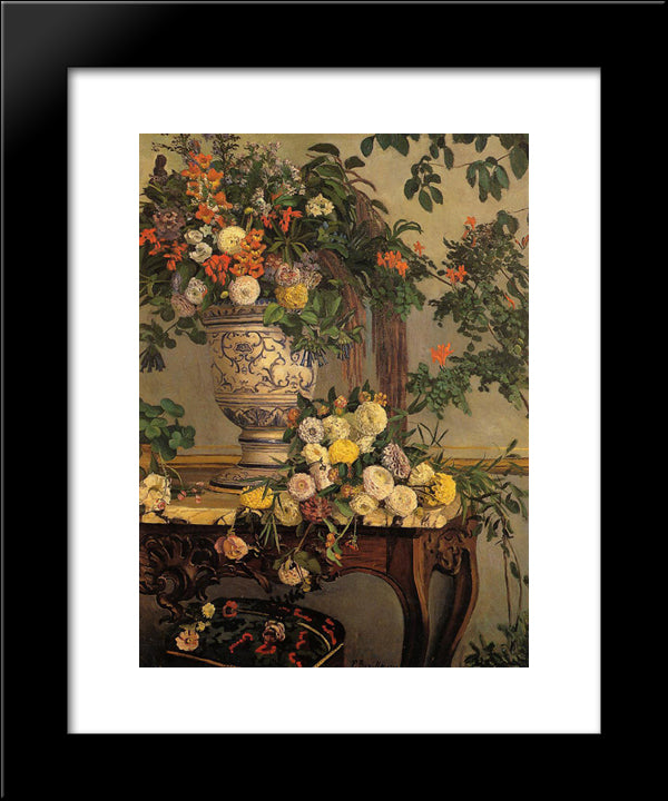 Flowers 20x24 Black Modern Wood Framed Art Print Poster by Bazille, Frederic