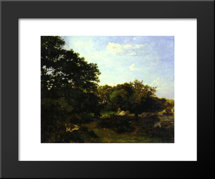 Forest Of Fontainebleau 20x24 Black Modern Wood Framed Art Print Poster by Bazille, Frederic