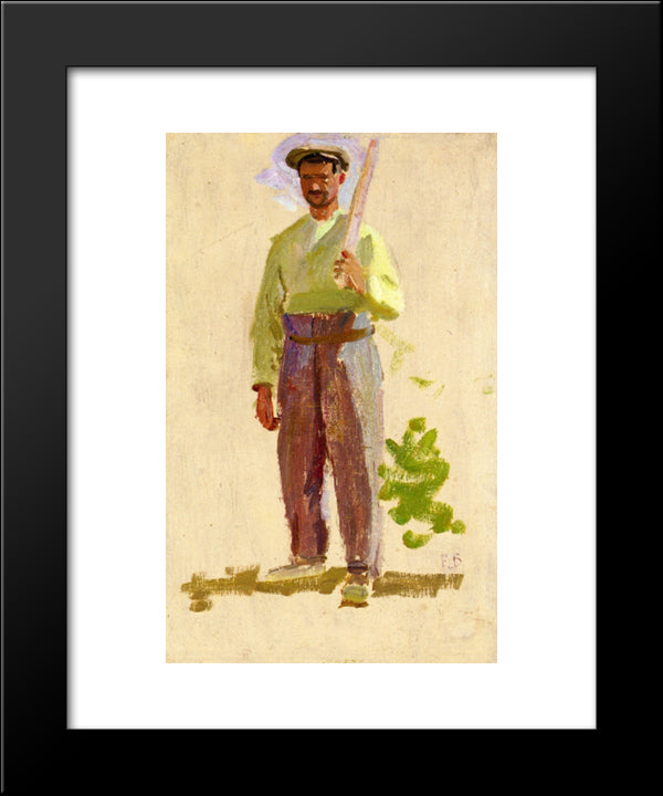 Grape Picker In A Cap 20x24 Black Modern Wood Framed Art Print Poster by Bazille, Frederic