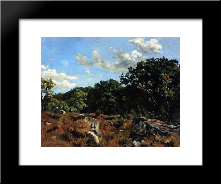 Landscape At Chailly 20x24 Black Modern Wood Framed Art Print Poster by Bazille, Frederic