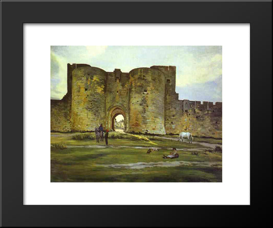 Port Of The Queen At Aigues-Mortes 20x24 Black Modern Wood Framed Art Print Poster by Bazille, Frederic