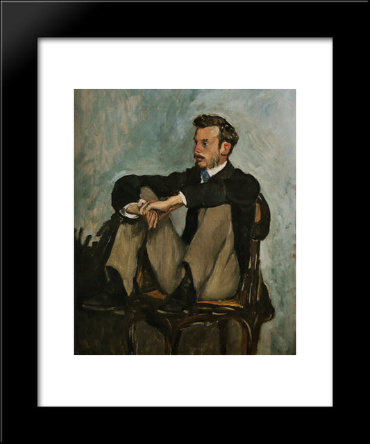 Portrait Of Auguste Renoir 20x24 Black Modern Wood Framed Art Print Poster by Bazille, Frederic