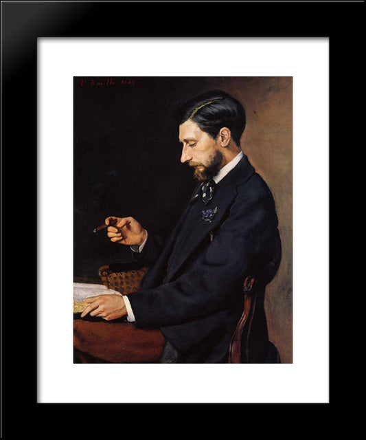 Portrait Of Edmond Maitre 20x24 Black Modern Wood Framed Art Print Poster by Bazille, Frederic