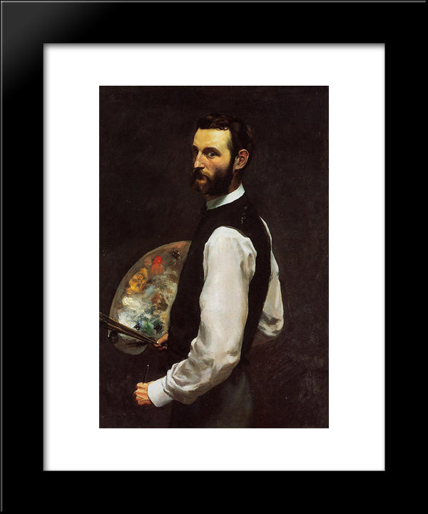 Self-Portrait 20x24 Black Modern Wood Framed Art Print Poster by Bazille, Frederic