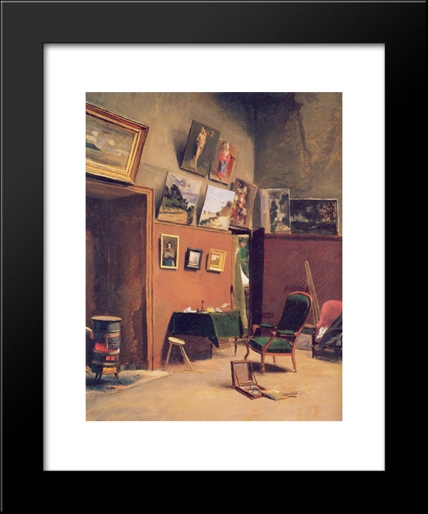 Studio In The Rue De Furstenberg 20x24 Black Modern Wood Framed Art Print Poster by Bazille, Frederic