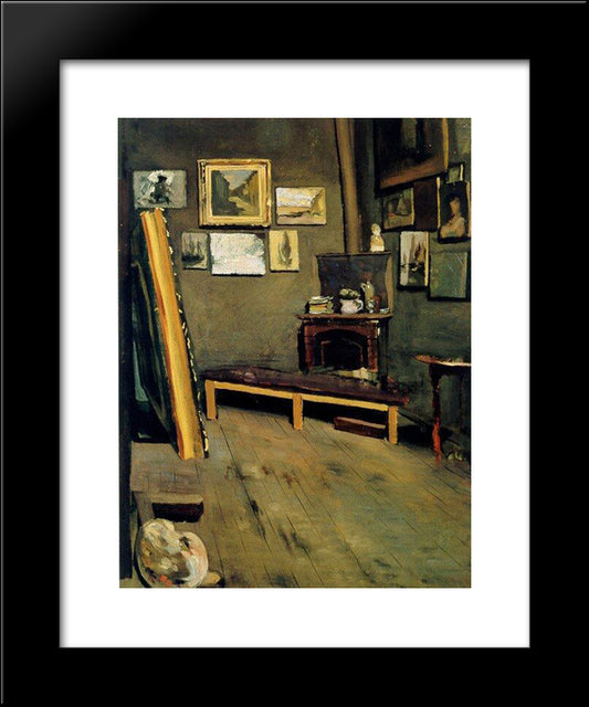 Studio Of The Rue Visconti 20x24 Black Modern Wood Framed Art Print Poster by Bazille, Frederic