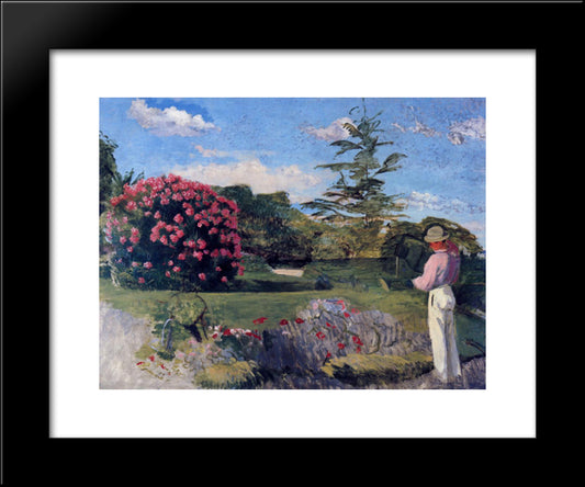 The Little Gardener 20x24 Black Modern Wood Framed Art Print Poster by Bazille, Frederic