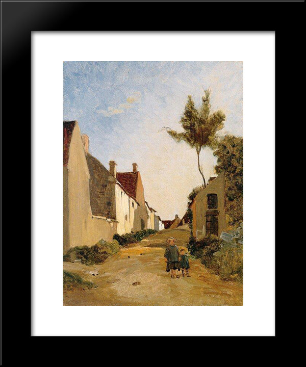 Village Street 20x24 Black Modern Wood Framed Art Print Poster by Bazille, Frederic