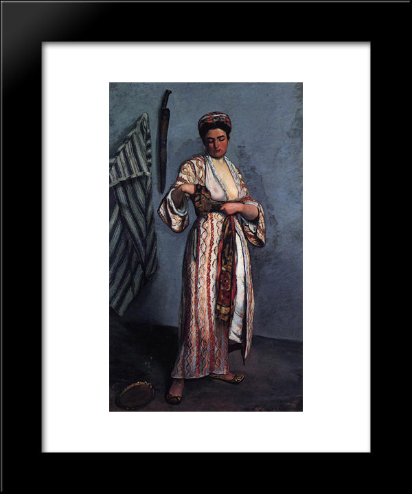 Woman In Moorish Costume 20x24 Black Modern Wood Framed Art Print Poster by Bazille, Frederic