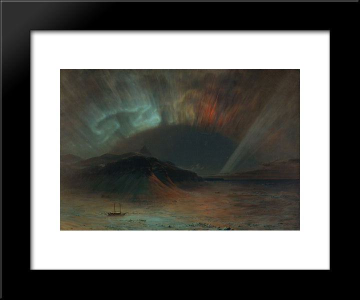 Aurora Borealis 20x24 Black Modern Wood Framed Art Print Poster by Church, Frederic Edwin