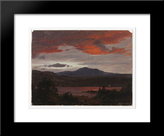 Turner Pond With Pomola Peak And Baxter Peak, Maine 20x24 Black Modern Wood Framed Art Print Poster by Church, Frederic Edwin