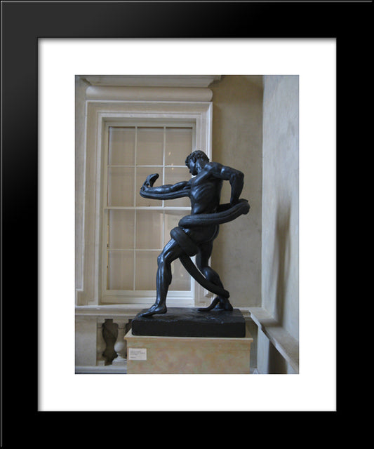 An Athlete Wrestling With A Python 20x24 Black Modern Wood Framed Art Print Poster by Leighton, Frederic