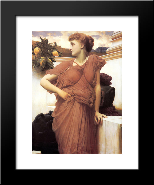 At The Fountain 20x24 Black Modern Wood Framed Art Print Poster by Leighton, Frederic