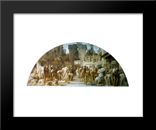 Cartoon For The Fresco The Arts Of Industry As Applied To War 20x24 Black Modern Wood Framed Art Print Poster by Leighton, Frederic