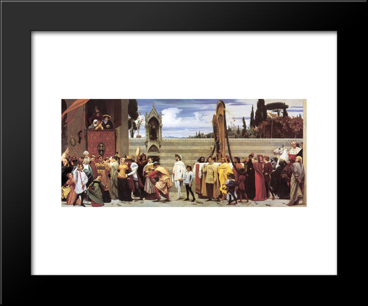 Cimabue'S Celebrated Madonna Is Carried In Procession Through The Streets Of Florence 20x24 Black Modern Wood Framed Art Print Poster by Leighton, Frederic