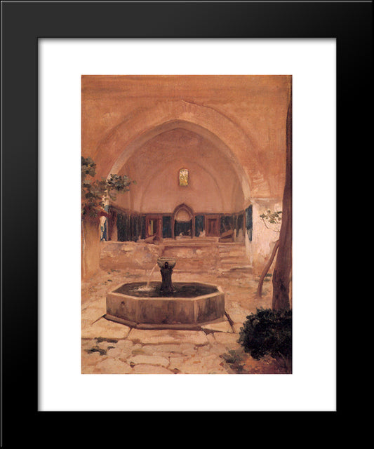 Courtyard Of A Mosque At Broussa 20x24 Black Modern Wood Framed Art Print Poster by Leighton, Frederic