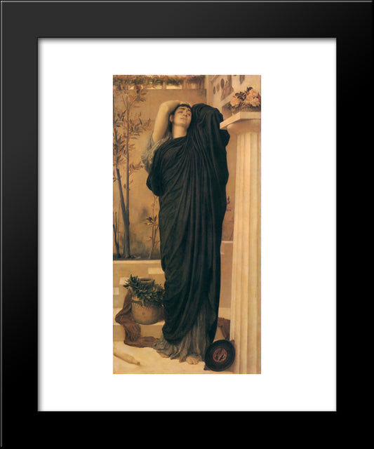 Electra At The Tomb Of Agamemnon 20x24 Black Modern Wood Framed Art Print Poster by Leighton, Frederic