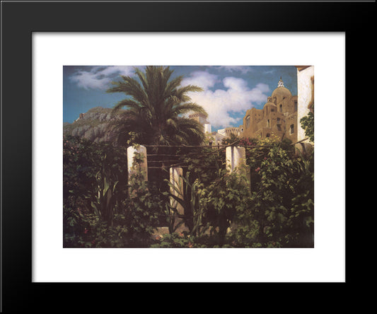 Garden Of An Inn Capri 20x24 Black Modern Wood Framed Art Print Poster by Leighton, Frederic