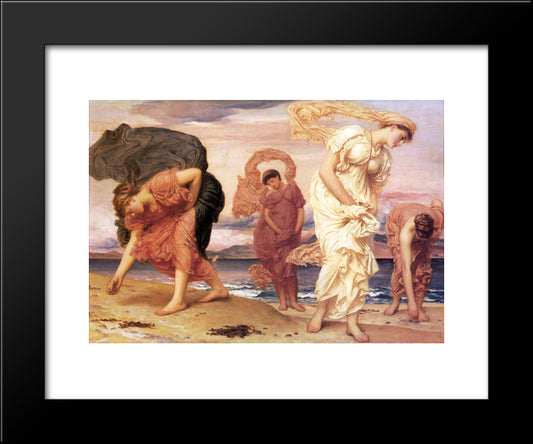 Greek Girls Picking Up Pebbles 20x24 Black Modern Wood Framed Art Print Poster by Leighton, Frederic