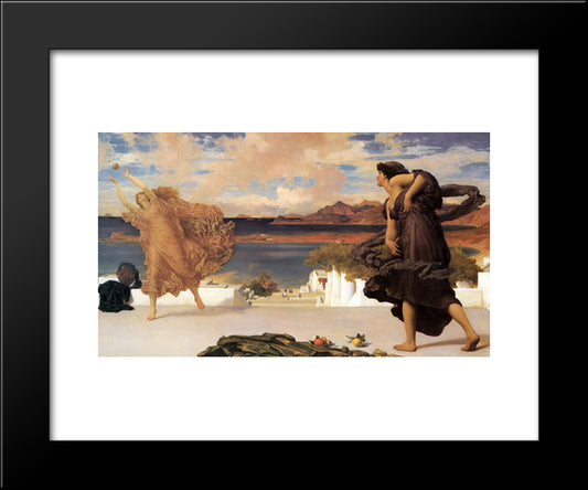 Greek Girls Playing At Ball 20x24 Black Modern Wood Framed Art Print Poster by Leighton, Frederic