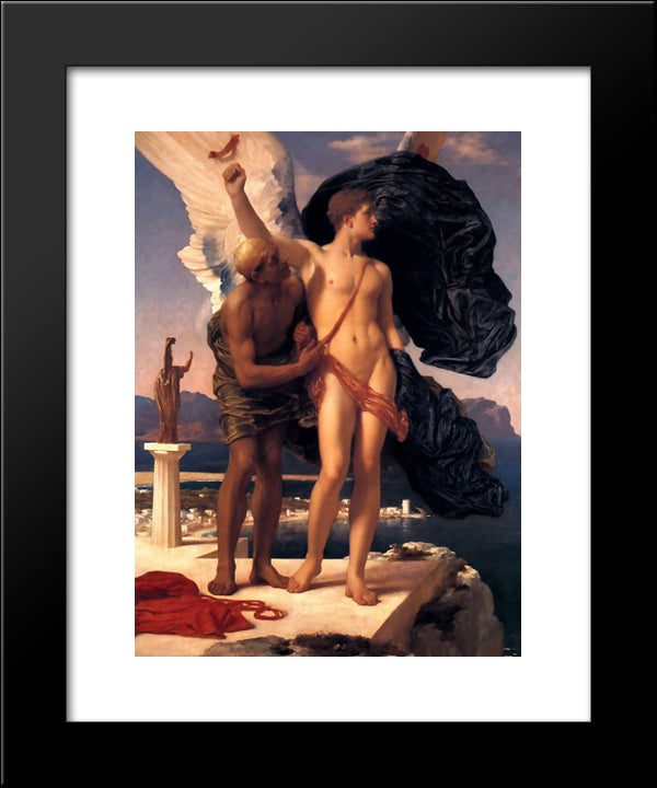 Icarus And Daedalus 20x24 Black Modern Wood Framed Art Print Poster by Leighton, Frederic