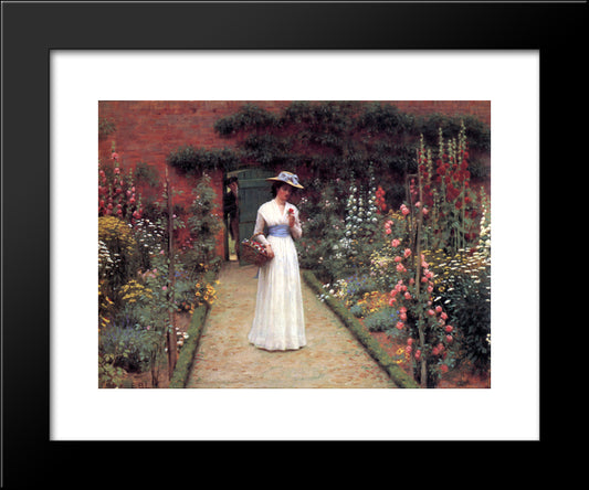 Lady In A Garden 20x24 Black Modern Wood Framed Art Print Poster by Leighton, Frederic