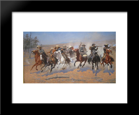 A Dash For The Timber 20x24 Black Modern Wood Framed Art Print Poster by Remington, Frederic