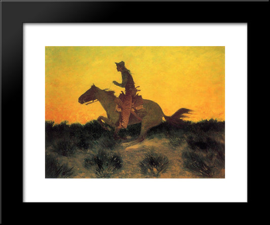 Against The Sunset 20x24 Black Modern Wood Framed Art Print Poster by Remington, Frederic