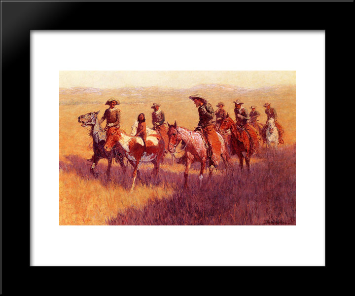 An Assault On His Dignity 20x24 Black Modern Wood Framed Art Print Poster by Remington, Frederic