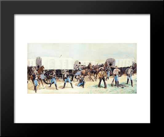 Attack On The Supply Train 20x24 Black Modern Wood Framed Art Print Poster by Remington, Frederic