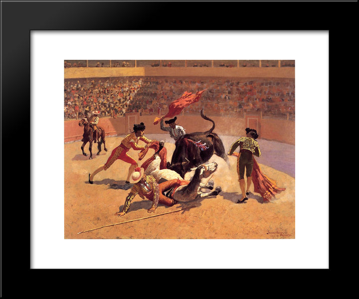 Bull Fight In Mexico 20x24 Black Modern Wood Framed Art Print Poster by Remington, Frederic