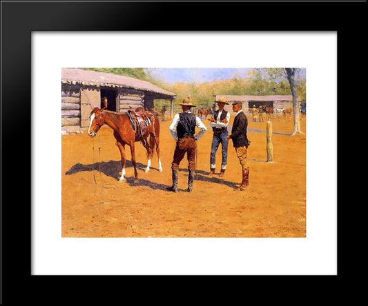 Buying Polo Ponies In The West 20x24 Black Modern Wood Framed Art Print Poster by Remington, Frederic