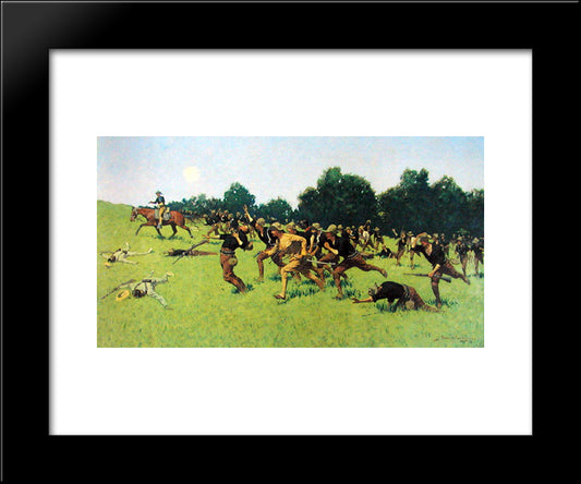 Charge Of The Rough Riders At San Juan Hill 20x24 Black Modern Wood Framed Art Print Poster by Remington, Frederic