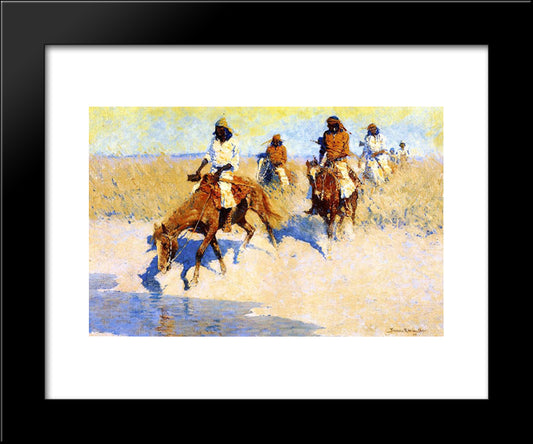 Pool In The Desert 20x24 Black Modern Wood Framed Art Print Poster by Remington, Frederic