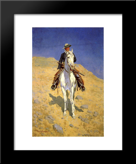 Self-Portrait On A Horse 20x24 Black Modern Wood Framed Art Print Poster by Remington, Frederic