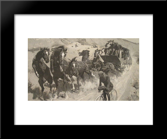 The Right Of The Road 20x24 Black Modern Wood Framed Art Print Poster by Remington, Frederic