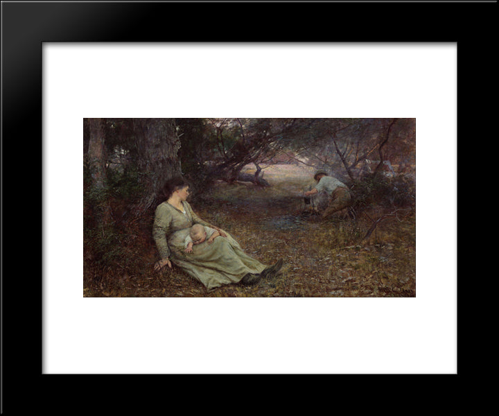 On The Wallaby Track 20x24 Black Modern Wood Framed Art Print Poster by McCubbin, Frederick