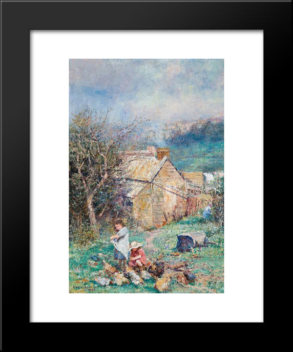 The Cottage Children (Rain And Sunshine) 20x24 Black Modern Wood Framed Art Print Poster by McCubbin, Frederick