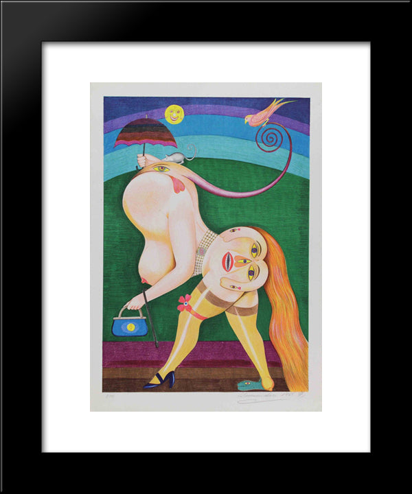 Surrealist Composition 20x24 Black Modern Wood Framed Art Print Poster by Schroder Sonnenstern, Friedrich
