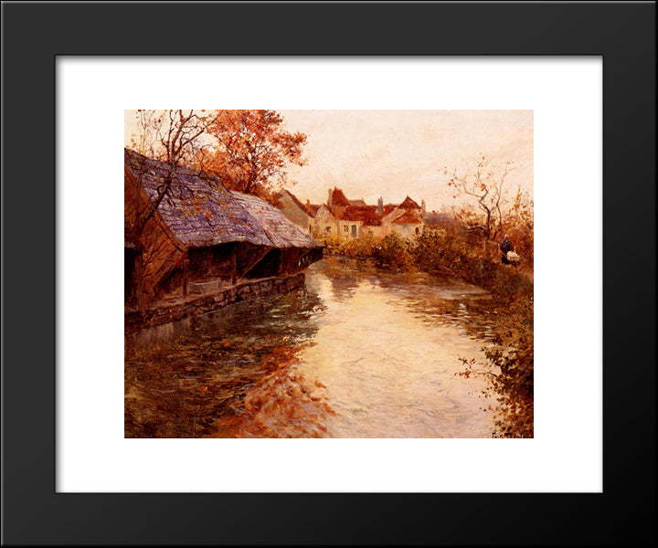 A Morning River Scene 20x24 Black Modern Wood Framed Art Print Poster by Thaulow, Frits