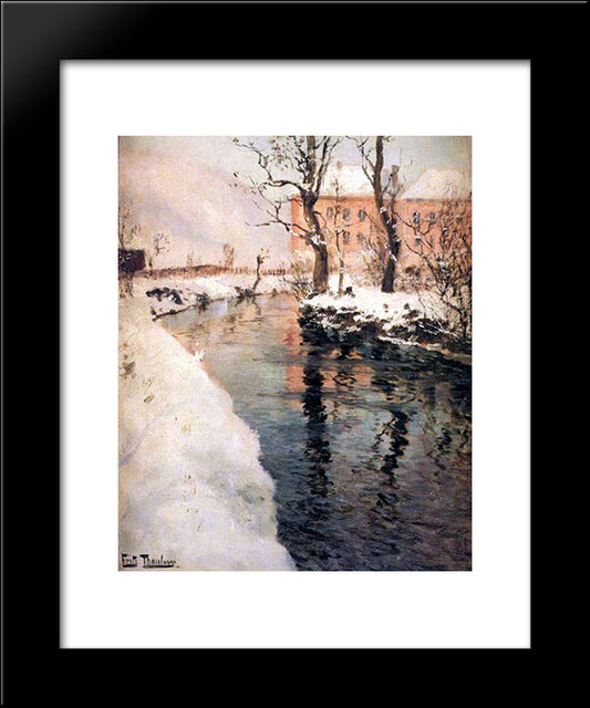 A River In The Winter 20x24 Black Modern Wood Framed Art Print Poster by Thaulow, Frits