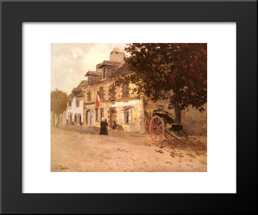 A Village Street In France 20x24 Black Modern Wood Framed Art Print Poster by Thaulow, Frits